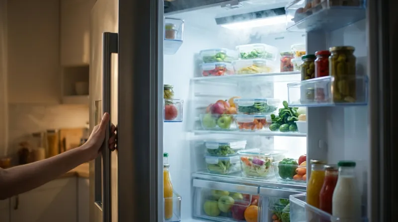 Perfectly organized refrigerator full of fresh food
