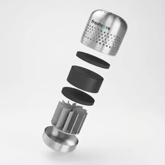 FreshCore stainless steel device with nano-catalytic core exposed